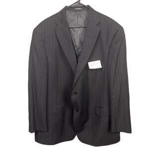 Hart Schaffner Marx Men's Wool Suit Jacket Black Pinstripe Professional Sz 50
